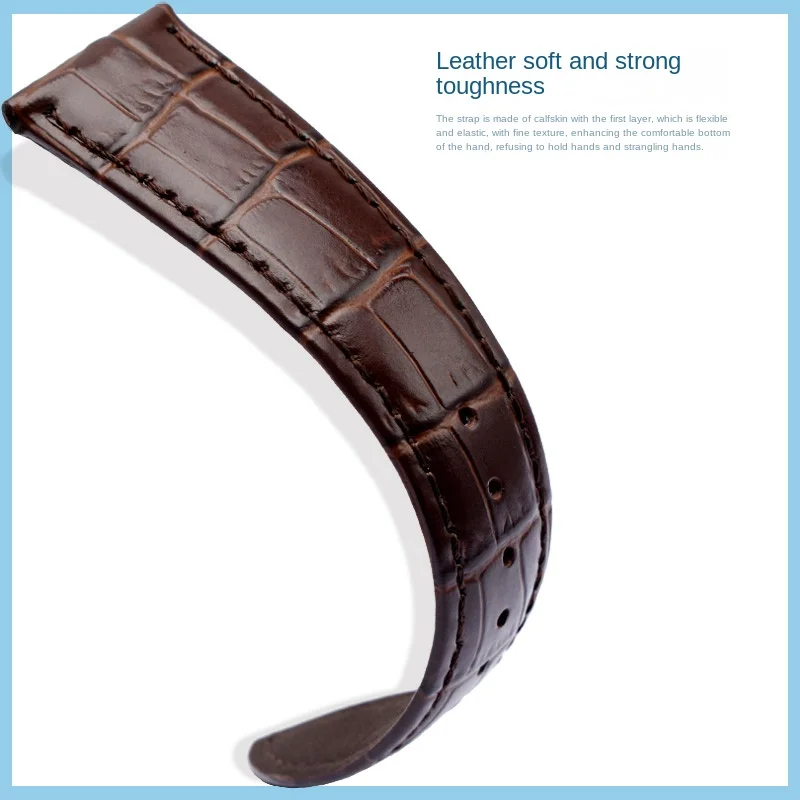 سوار للرجال T099 T099.407 T099408 T068427A سوار من الجلد 21 فراشة مشبك أزرق