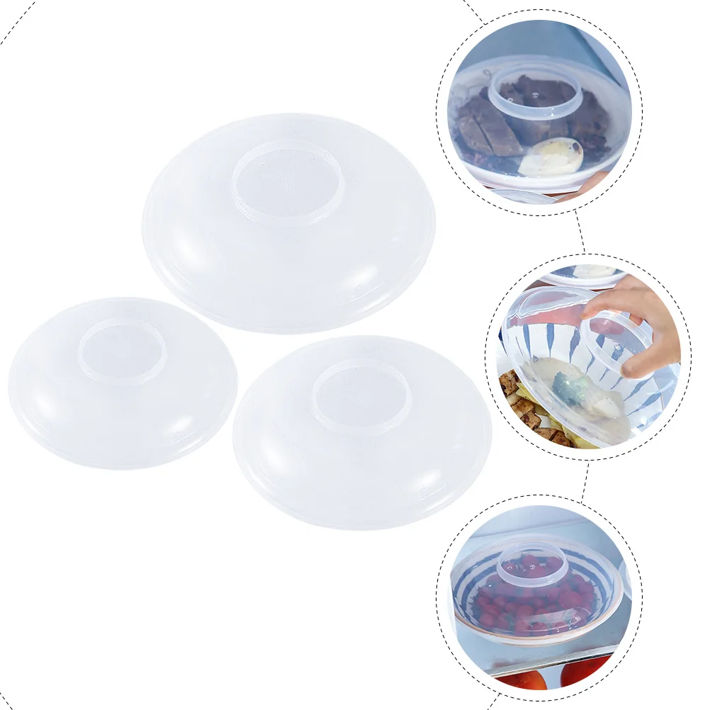 

3Pcs Premium Bowl Covers Transparent Microwave Oven Oilproof Anti-Splatter Food Preservation for Various Occasions