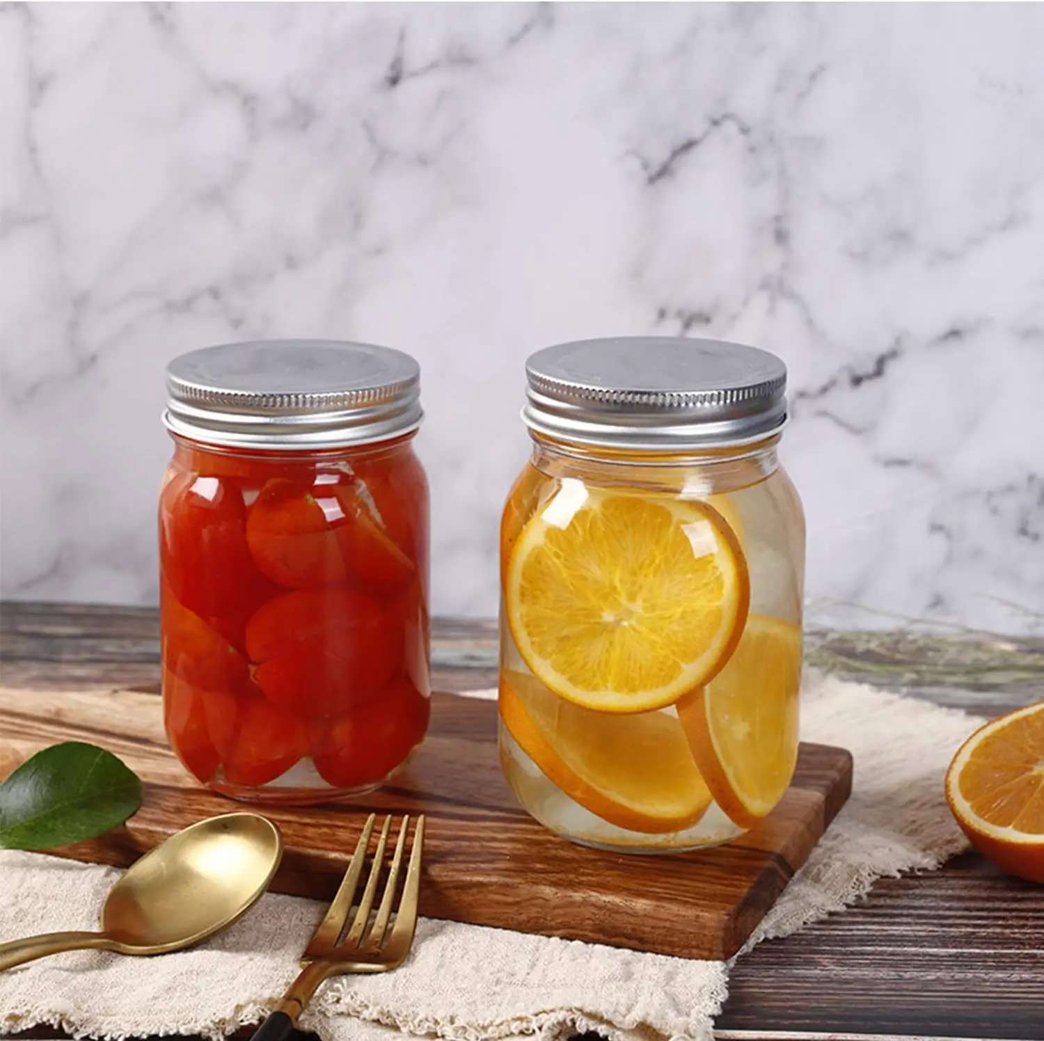 450ML Regular-Mouth Glass Mason Jars with Metal Airtight Lids and Bands for Canning, Preserving, & Meal Prep