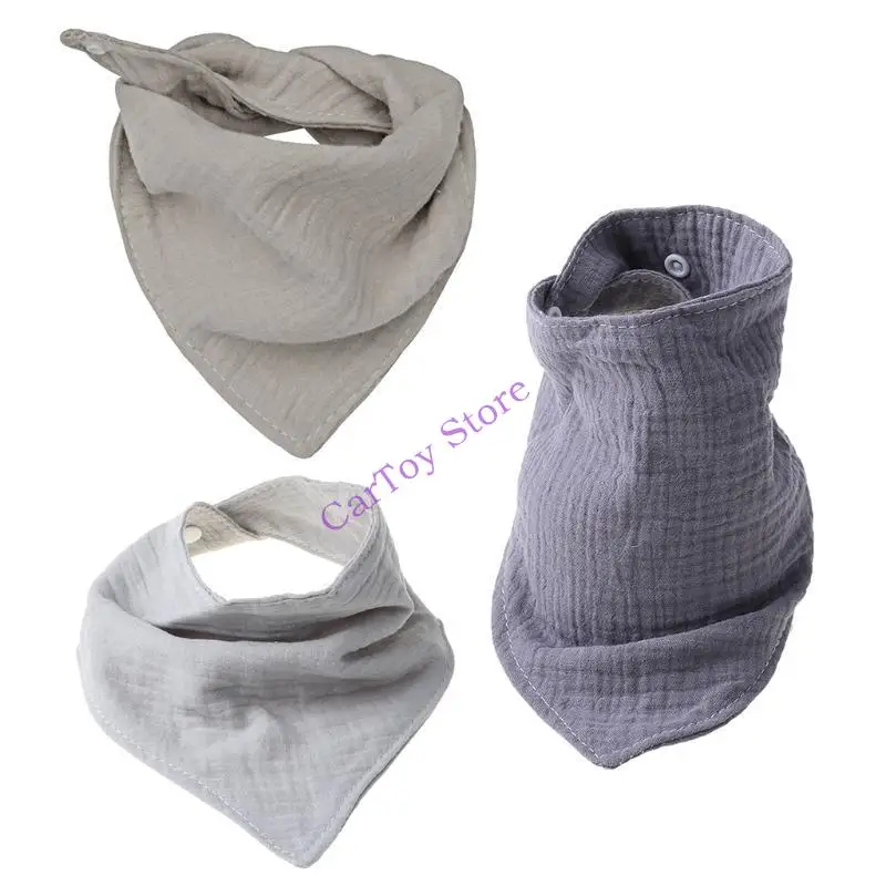 

634F for Triangle Scarf Soft Cotton Gauze Solid Color Breathable Saliva Towel Baby Feeding Drool Bib Newborn Absorbent B