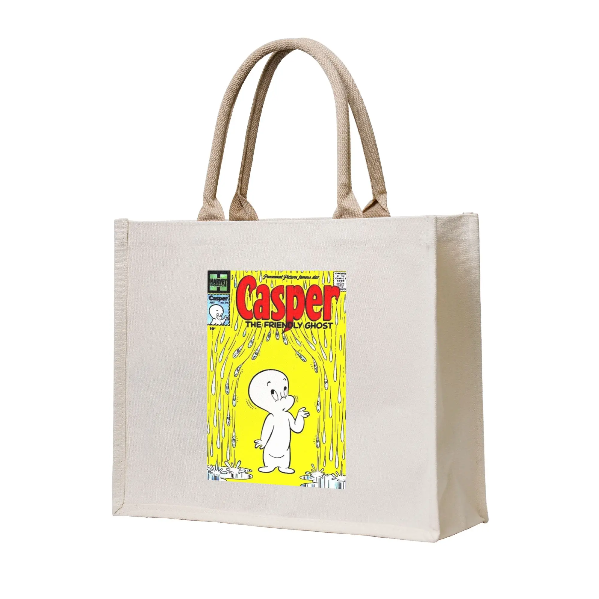 

Сумки для покупок The Friendly Ghost Casper, холщовая сумка-тоут, многоразовая сумка-тоут для девочек, дорожная сумка через плечо