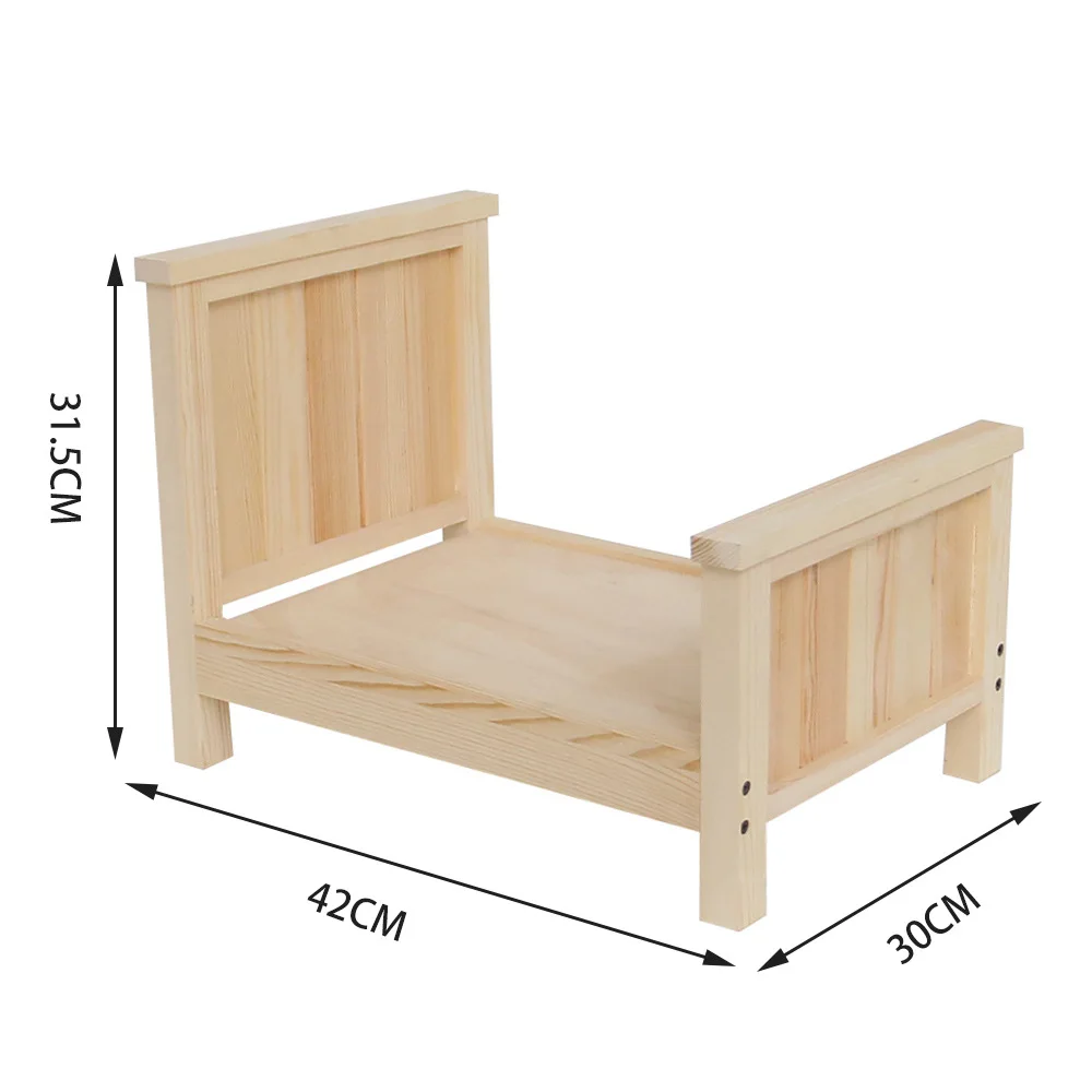 Removable Small Wooden Baby Photography Bed Retro Mini Bed Photo Props Doll Toy Newborn Posing Assisted Sofa Boys Girls Gifts