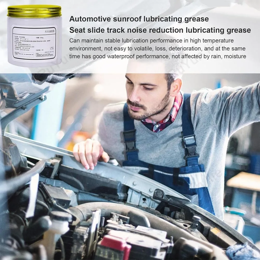 100g Car Sunroof Track Lubricating Grease Door Abnormal Noise Antirust Oil White Mechanical Maintenance Gear Bearing Oil Grease