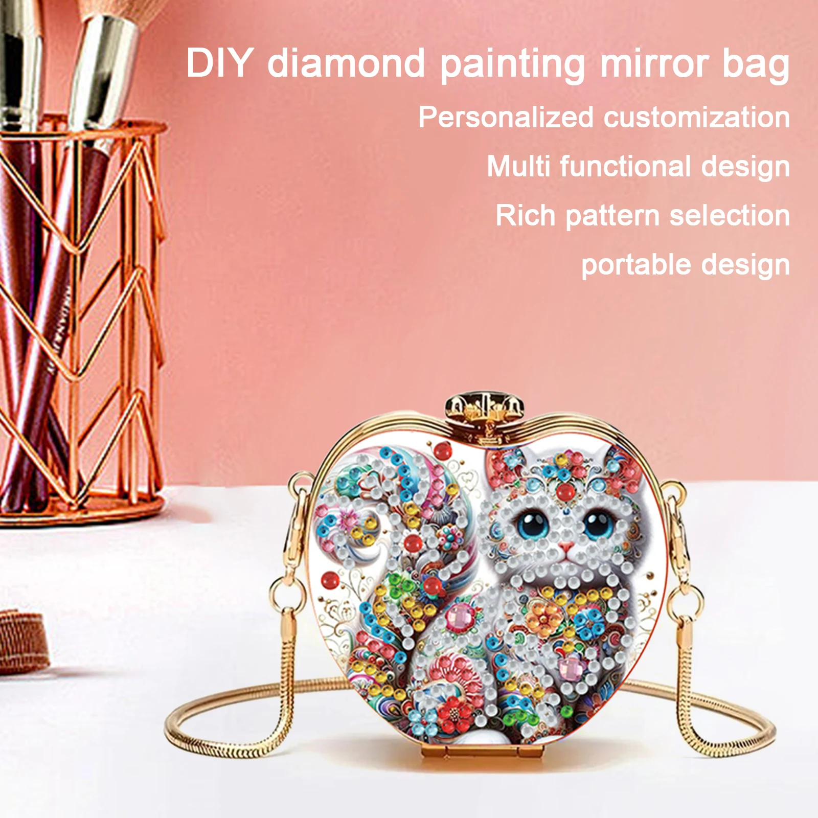 

DIY Acrylic Love Small Diamond Painting Crossbody Bag with Chain Diamond Art Painting Card Case Wallet for Adults​ Women Gift