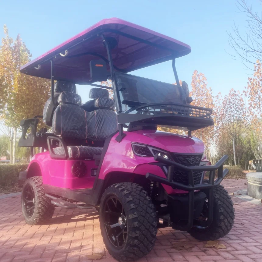 Off-Road Electric Golf Cart With Folding Windshield Golf Cart Model E 4 Seat Rear Seat Foldable Rear Seat Built-In Storage Box