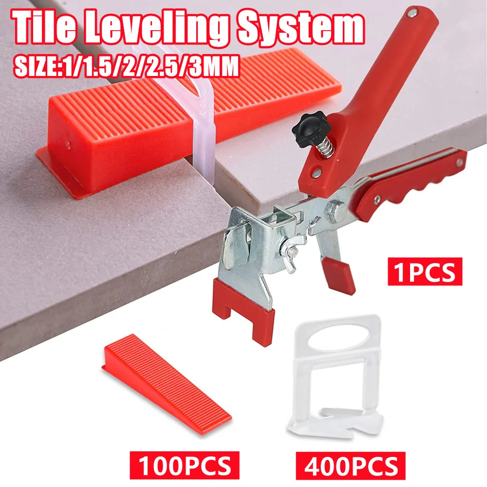 501Pcs Tile Leveling System 1/1.5/2/2.5/3MM Tiles Leveling Tool Kit with 400Pcs Tile leveler Spacers Clip+100Pcs Wedges+1 Pliers