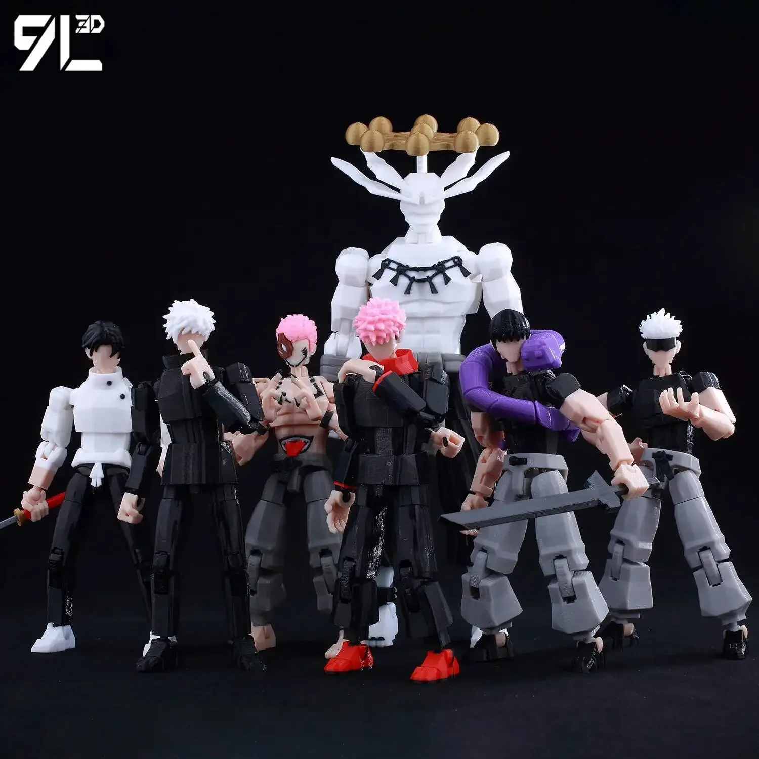 9L3D Titan 13 Vormontiertes Gojo Sukuna Jujutsu Toji Actionfiguren-Set 3D-Druck Dummy Glücksbringer Vollkörper Mechanischer Roboter Spielzeug – Detail 4