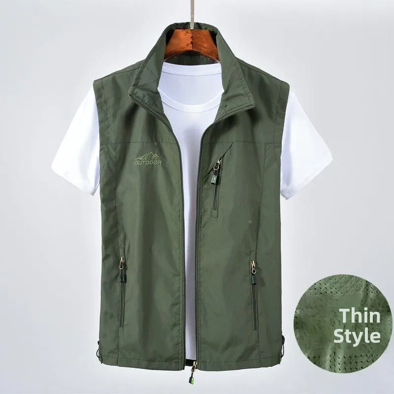 

Удобный повседневный мужской жилет для фотосъемки на открытом воздухе, лето 2024, мужской свободный крой с несколькими карманами для скалолазания
