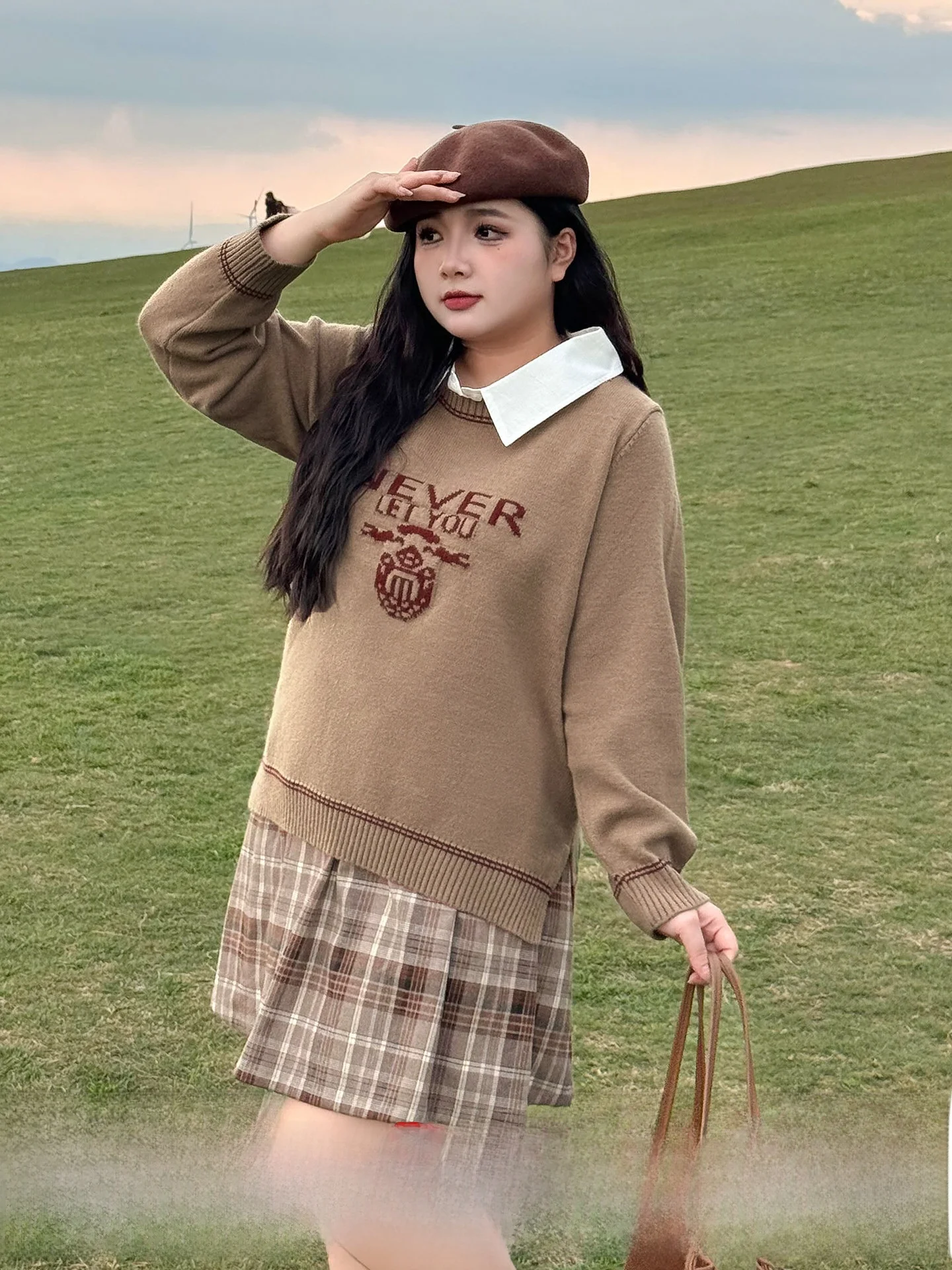 

Женский вязаный свитер большого размера для колледжа, осень-зима, теплый длинный свек, цветной трикотаж в стиле ретро с вышивкой