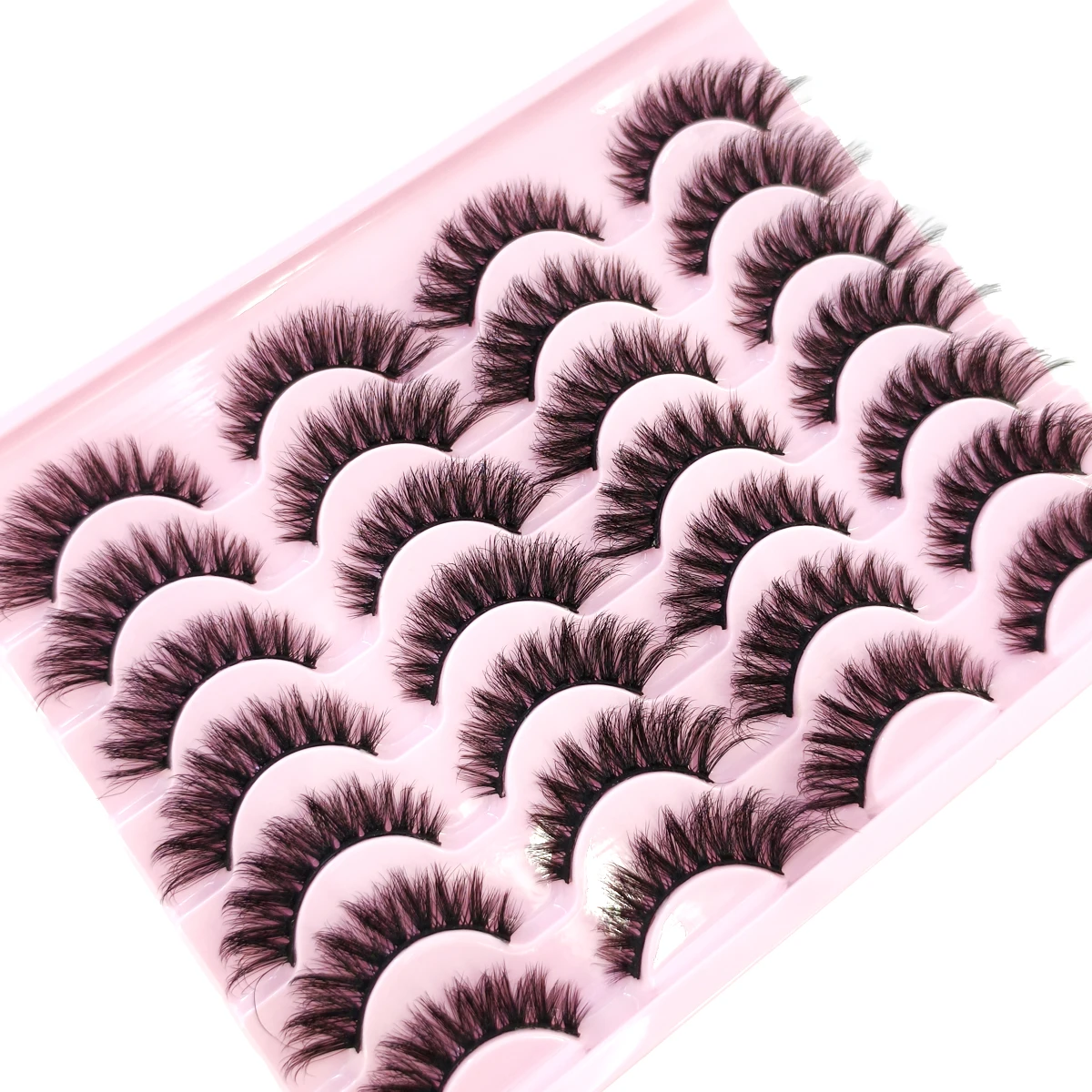 HBZGTLAD 14 Double Mink Eyelash Bulk Russian Curl Natural Fluffy Natural False Eyelash Thick Dramatic Mink Eyelash Wholesale