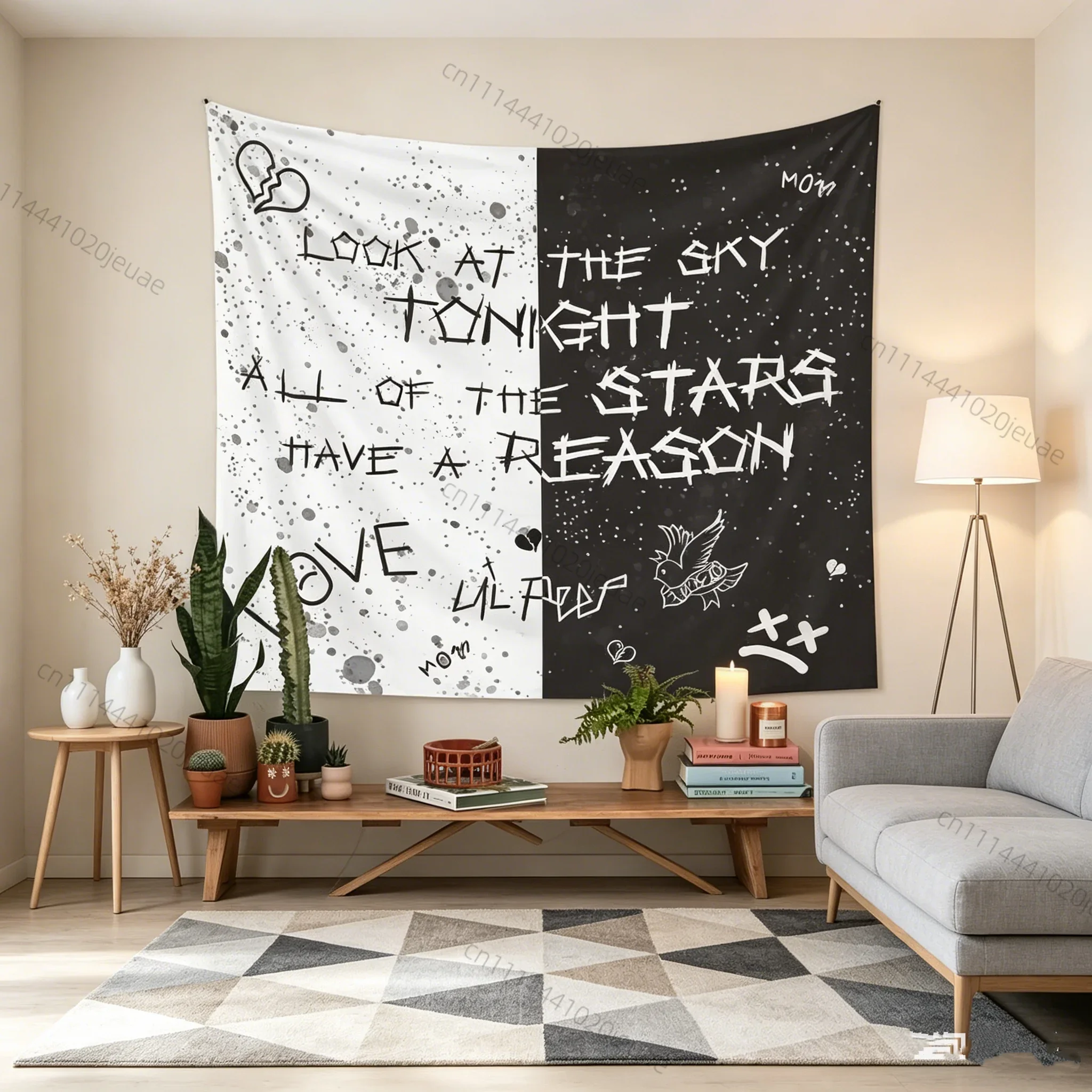 Funny Flags Tapestry Look At The Sky Tonight Lil Peep Tapestry American Retro Living Room Sofa Background Cloth Wall Decoration