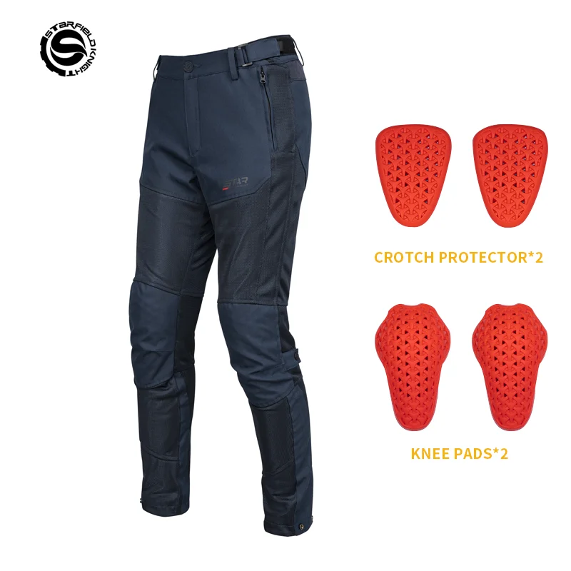 

Star Field Knight New Blue Motorcycle Cycling Men's Pants Summer Breathable Mesh Motorbike Riding Trousers With Protective Gears