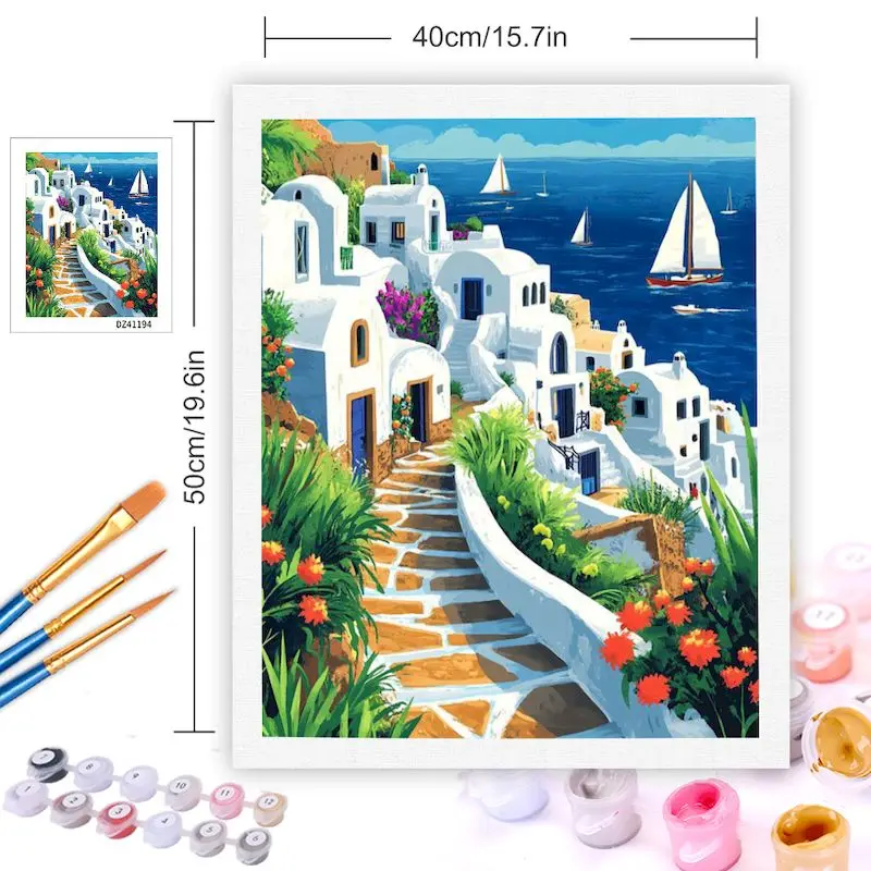 GATYZTORY Diy Frame Painting By Numbers Seascape On Canvas Drawing Art Paints For Adults Picture Coloring By Number Decoration