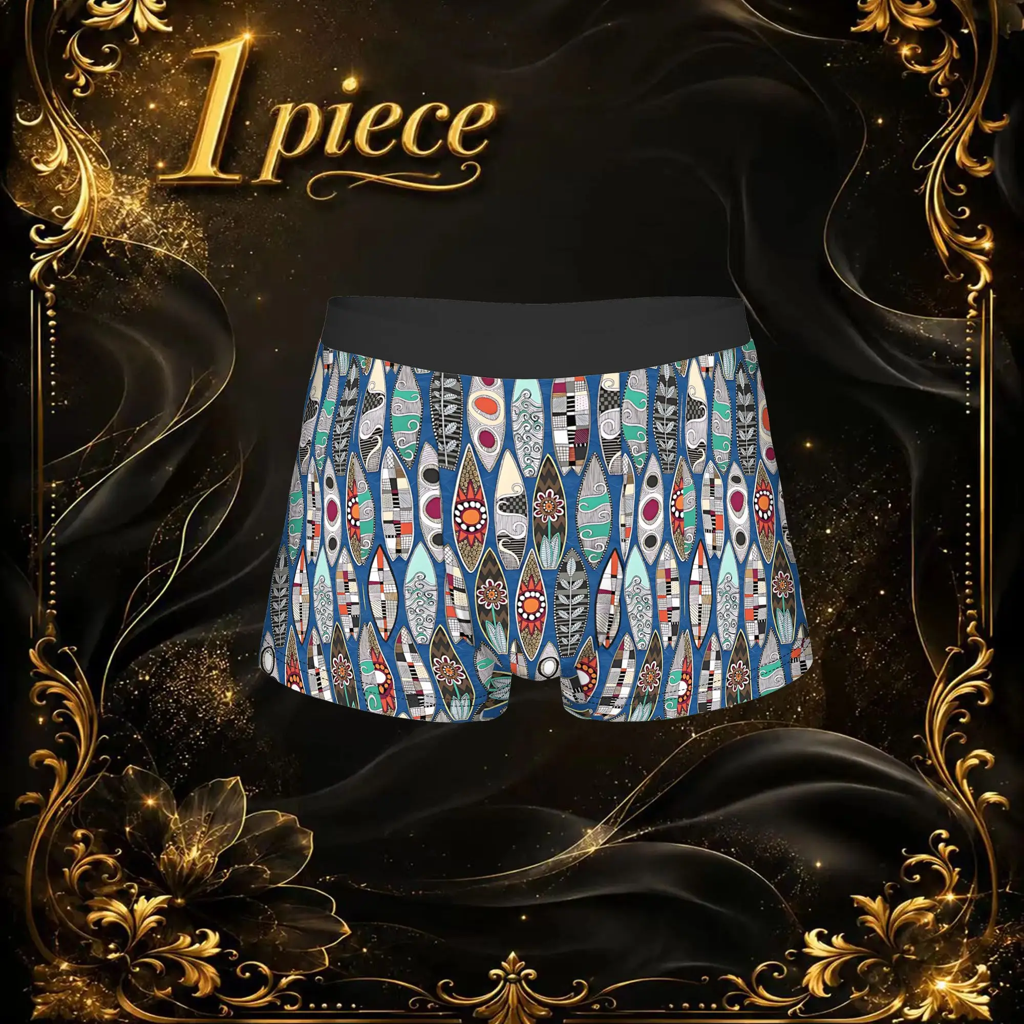 1pc Popular Surfboards Blue boxers  Novelty Panties Men's Underwear Comfortable Shorts Boxer Briefs