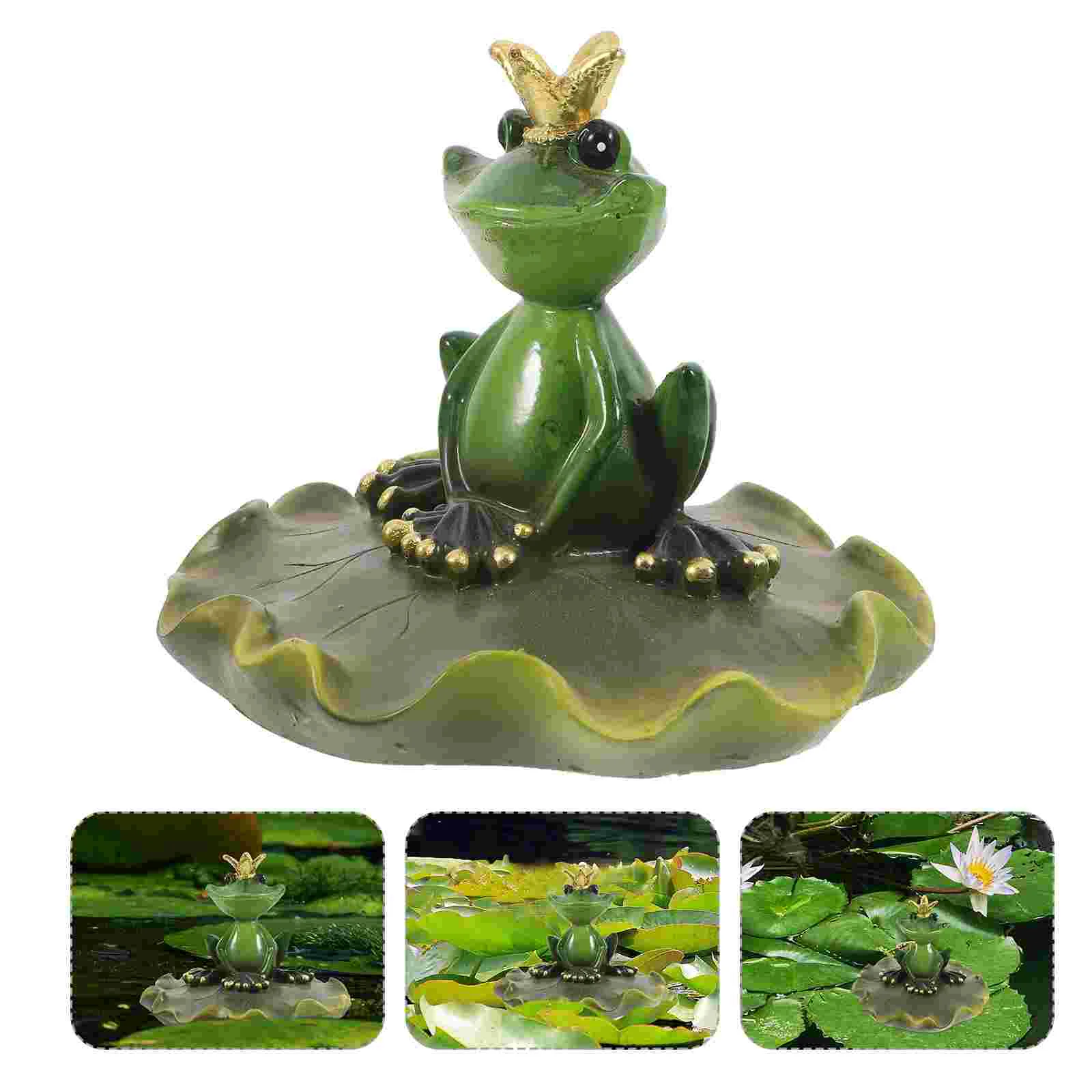 Pond Frog Statue Toads Garden Crowned Ornaments Lawn Decoration Resin Mini Figurines