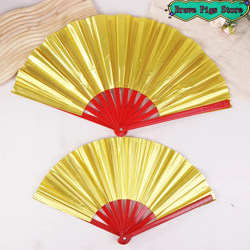 8/10 Inch Double-sided Gold Laser Fan Chinese Tai Chi Fan Holographic Folding Fans Kung Fu Fan Concert Bar Party Decoration Fans