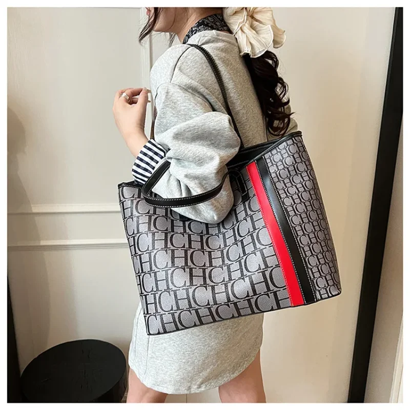 2025, nieuwe retro draagtas, vintage grote schoudertas voor dames, kleurrijke letterprint, ruim en lichtgewicht, casual portemonnee