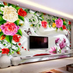 Papel tapiz con foto personalizada 3D, Mural De flores florales románticas, sala De estar, dormitorio, Fondo De TV, pared, decoración del hogar