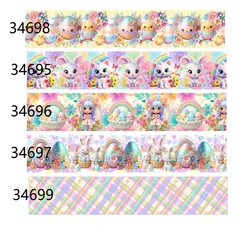 5Yards Happy Easter Holiday Grosgrain Ribbon Printed for crafts Materials