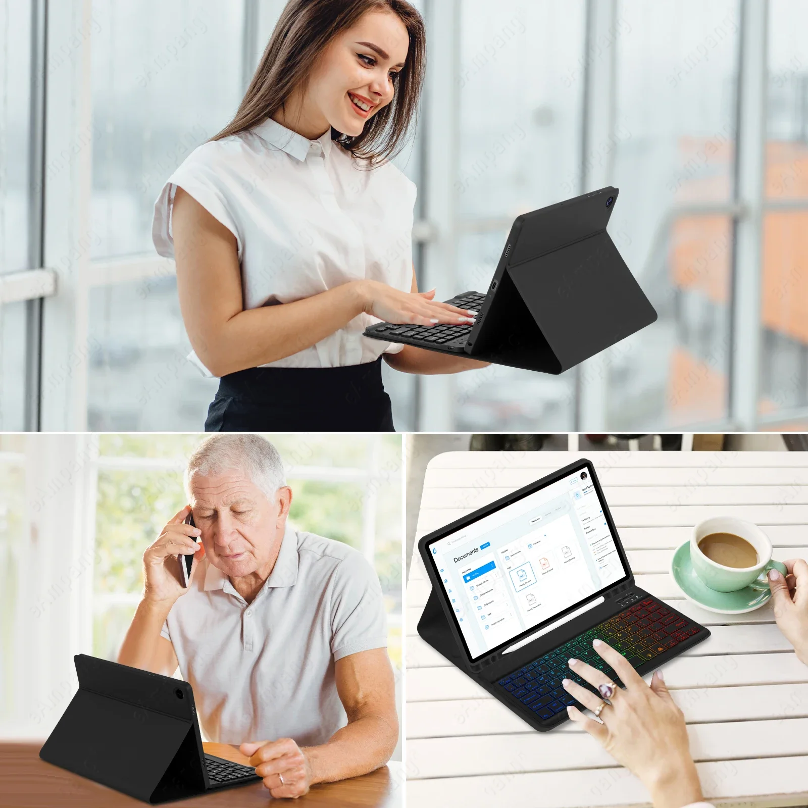 Keyboard Case For Samsung Galaxy Tab A9 Plus A9+ 11 Inch X210 X215 X216 Korean Spanish Portuguese Backlight Keyboard Cover Funda