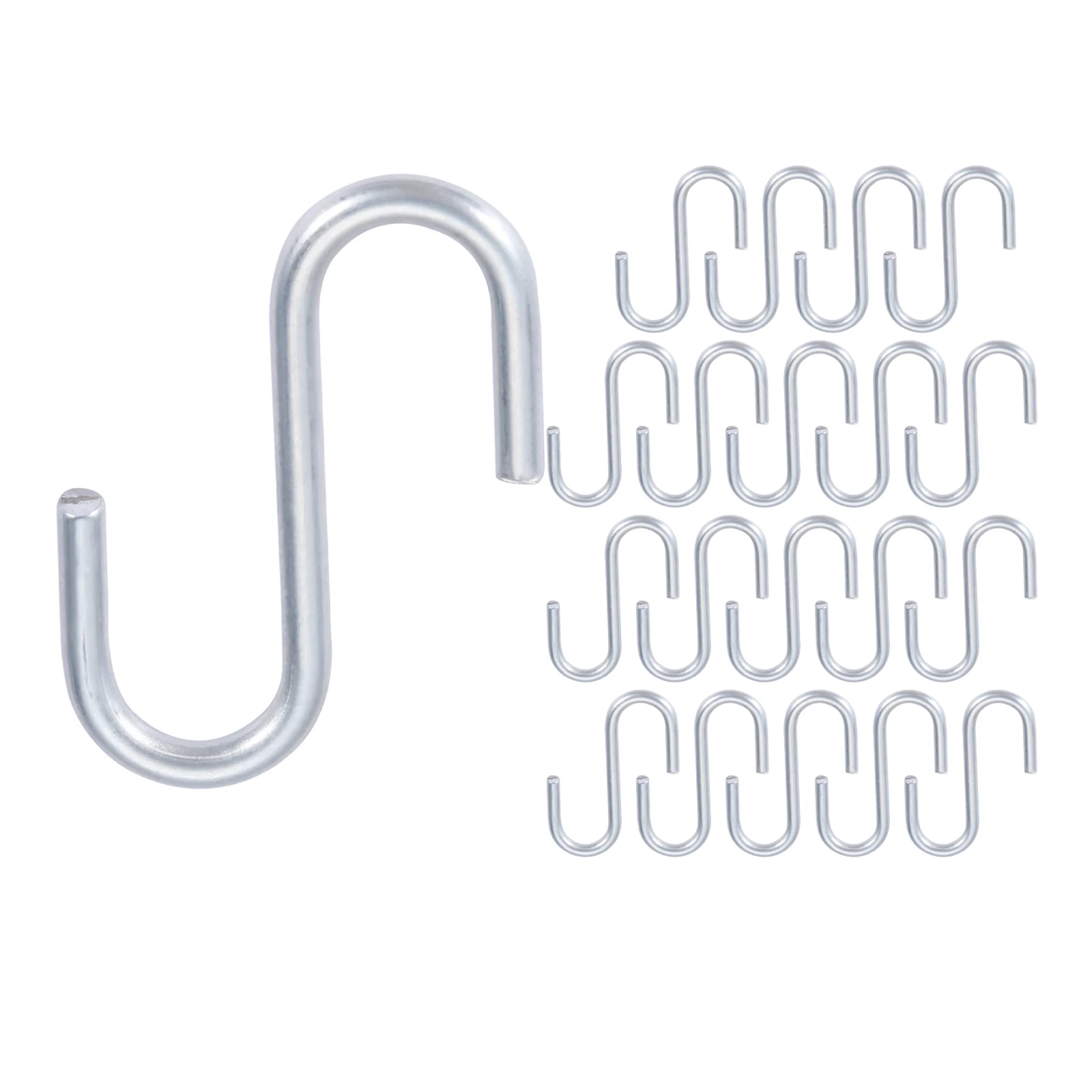 20Pcs S-Shaped Silver Wire Hooks Connector Chain Hardware for Hanging Kitchen Utensils Clothes Handbag Key Hanger Cabinet Doors