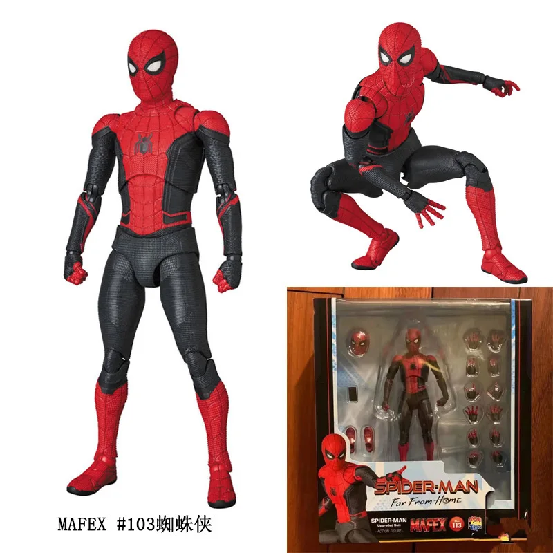 

Mafex 113 Marvel Spider Man Upgraded Suit Far From Home Articulated Action Figure Collectible Display Model For Movie Fans