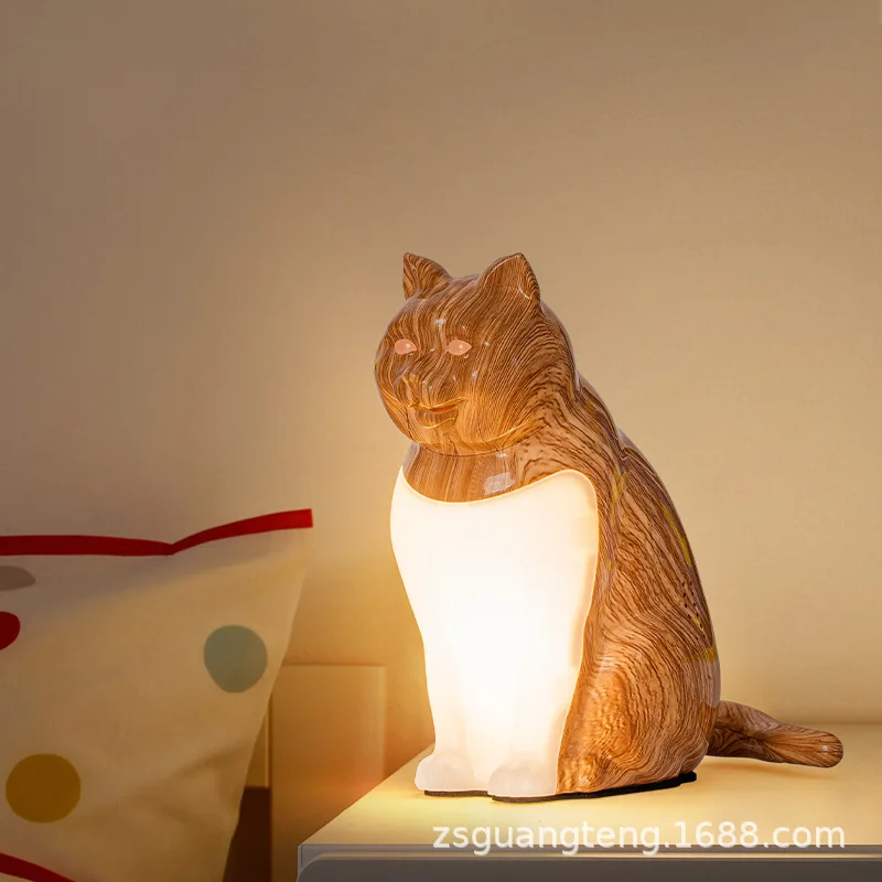 New bedside bedroom USB charging cat ornament decorative night light with sound aromatherapy creative gift desk lamp