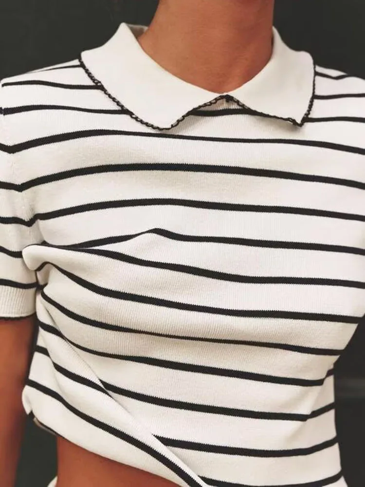 

Sweet Trim ort Sve Ne повседневный вязаный топ женский модный летний Новое поступление свободного покроя в полоску с узором для поездок на работу