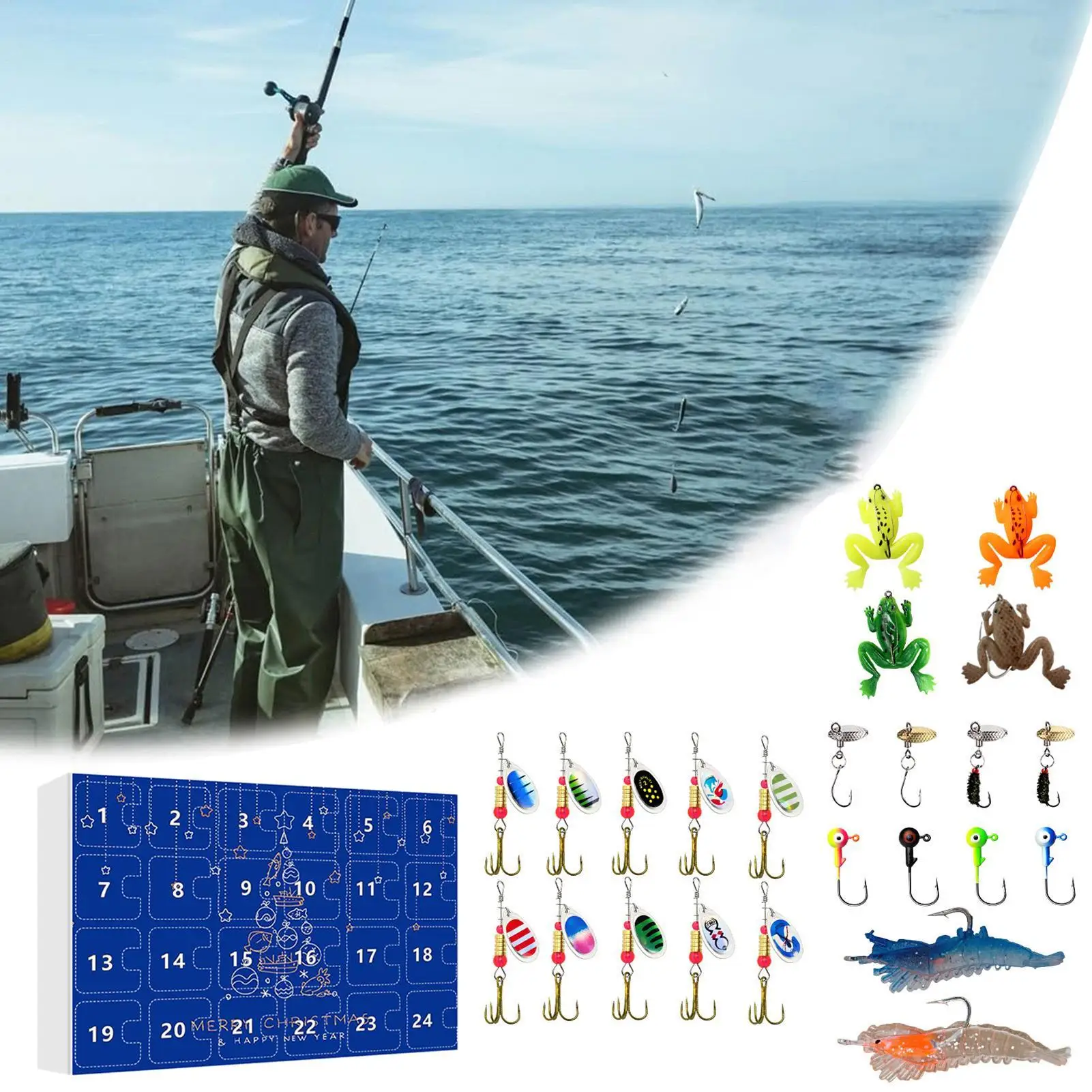 

Календарь обратного отсчета, 24-дневный комплект снастей, праздничный обратный отсчет для взрослых, мужчин, папы, рыболовки, зимняя вечеринка, праздник, семья