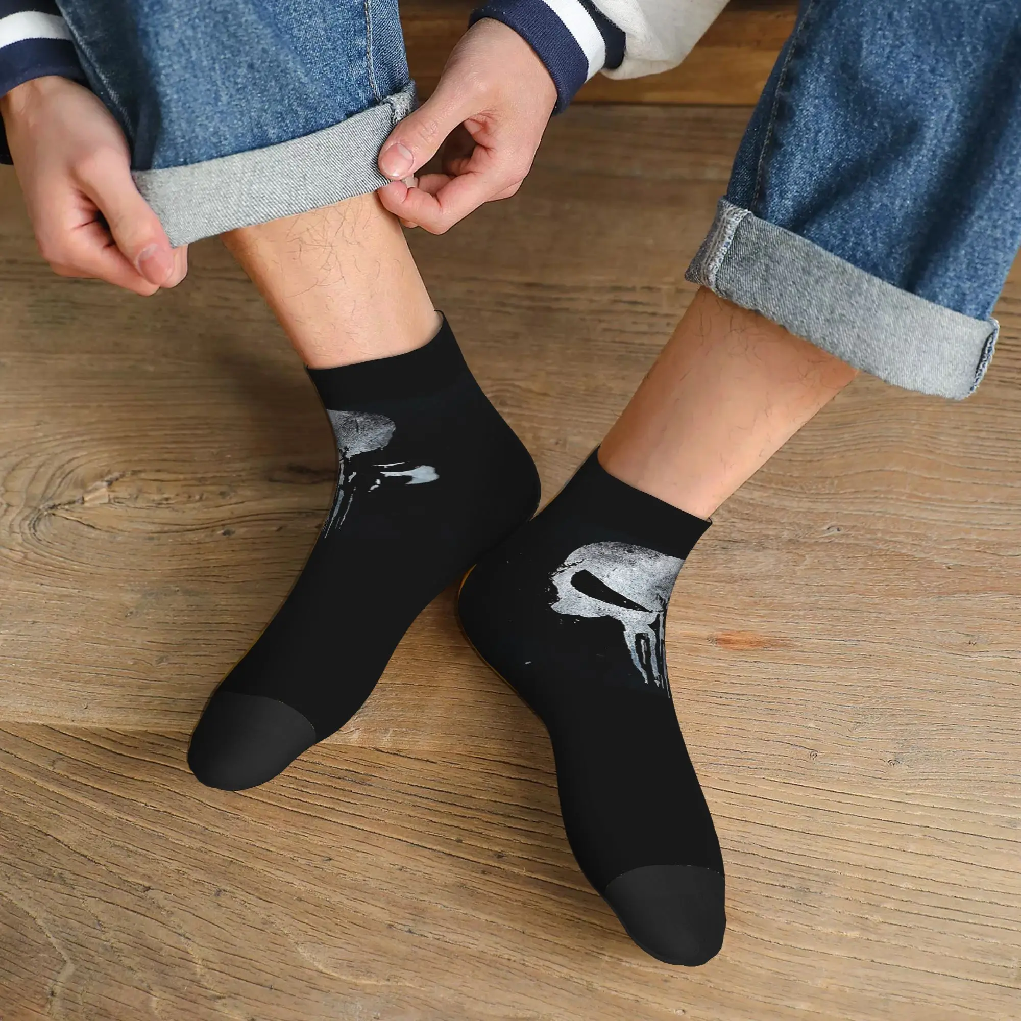 Calcetines Punishers de calavera y esqueleto de Metal pesado para todas las estaciones, calcetines Harajuku Crew, medias informales para hombres y mujeres, regalos de navidad