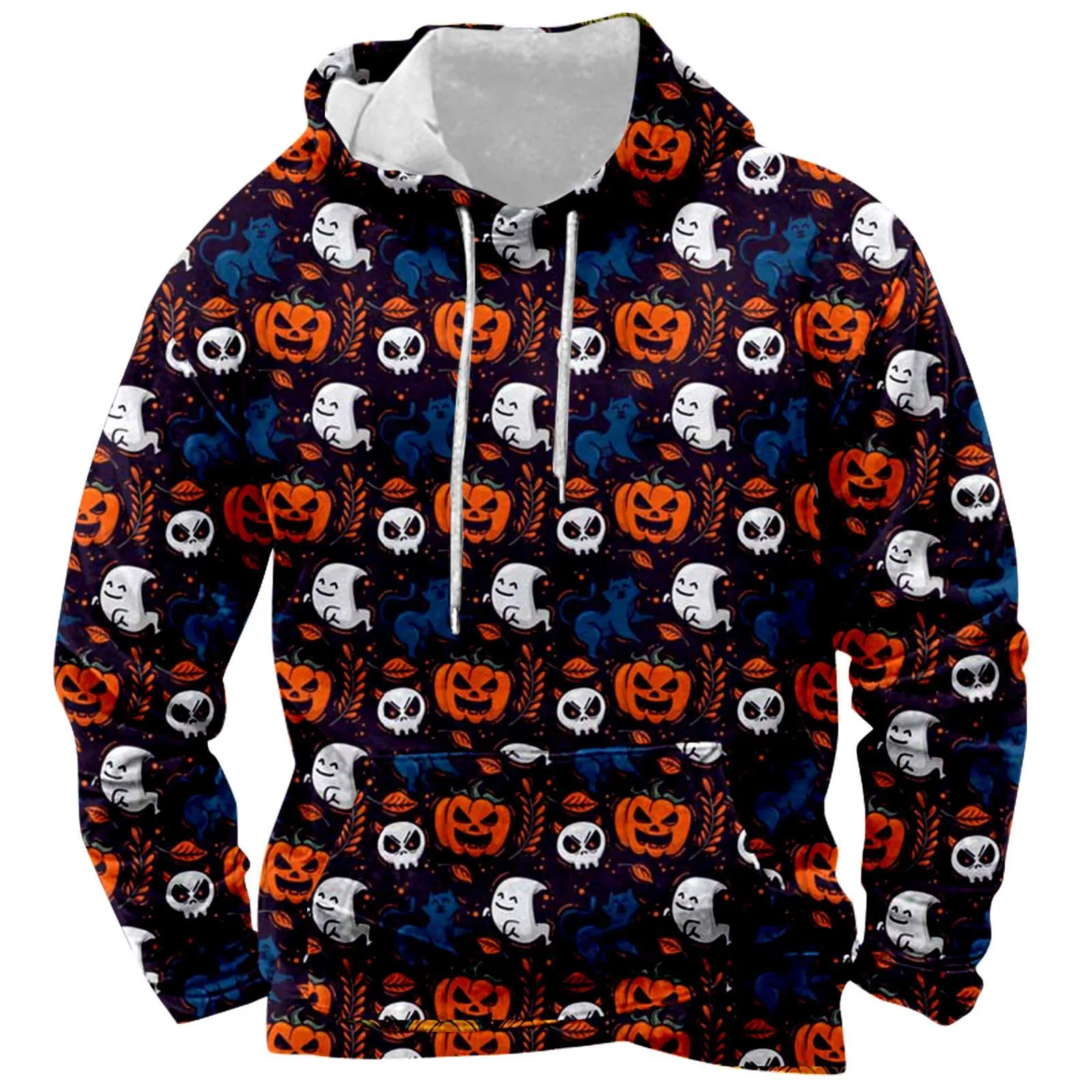 

Male Halloween Printed Long Sleeved Hooded Sweatshirt Sweatshirts for Men Big And Tall