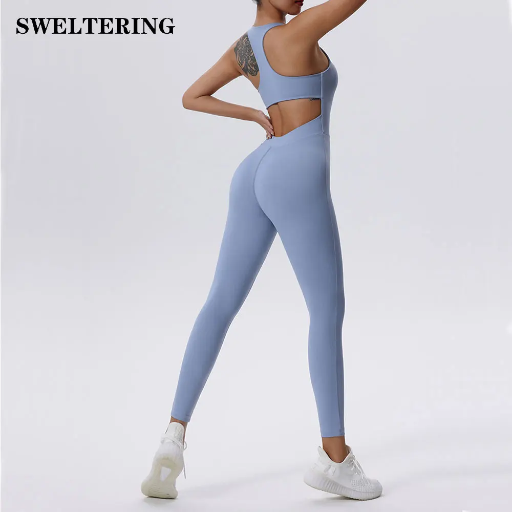 

Yoga Bodysuits Women Zipper Jumpsuits Sportswear One Piece Yoga Set Gym Clothes Push-up Workout Tracksuit Dance Fitness Bodysuit