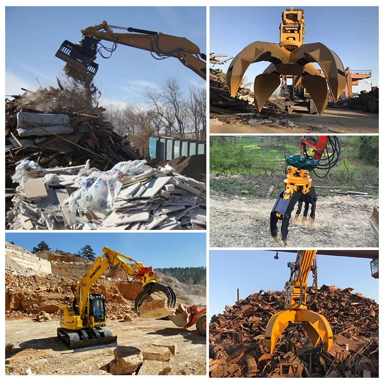 

OEM Factory Price Excavator Attachments Log Grab Demolition Steel Scrap Grapple Hydraulic Rotating Wood Rock Stone Grapple