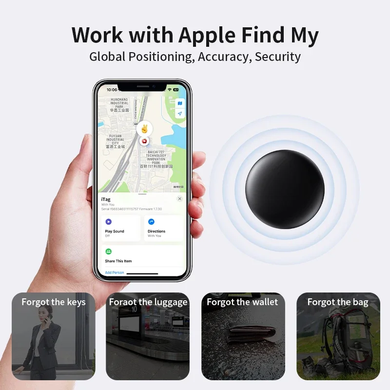 1/4 Pack Replacement Bluetooth Tracker for Apple Find My Anti-Lost GPS Finder for Luggage Wallet Pets Device IOS MFi Key Finder