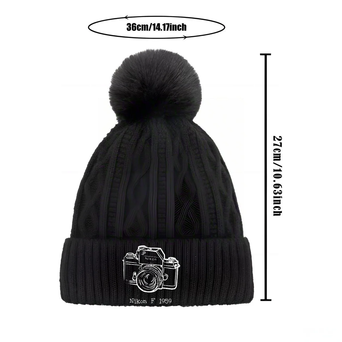 LE DIABLE MARE AVEC NOUS Nieuwe unisex Pom Pom Knit - Meerkleurige, warme wintermuts met stijlvol printontwerp voor heren