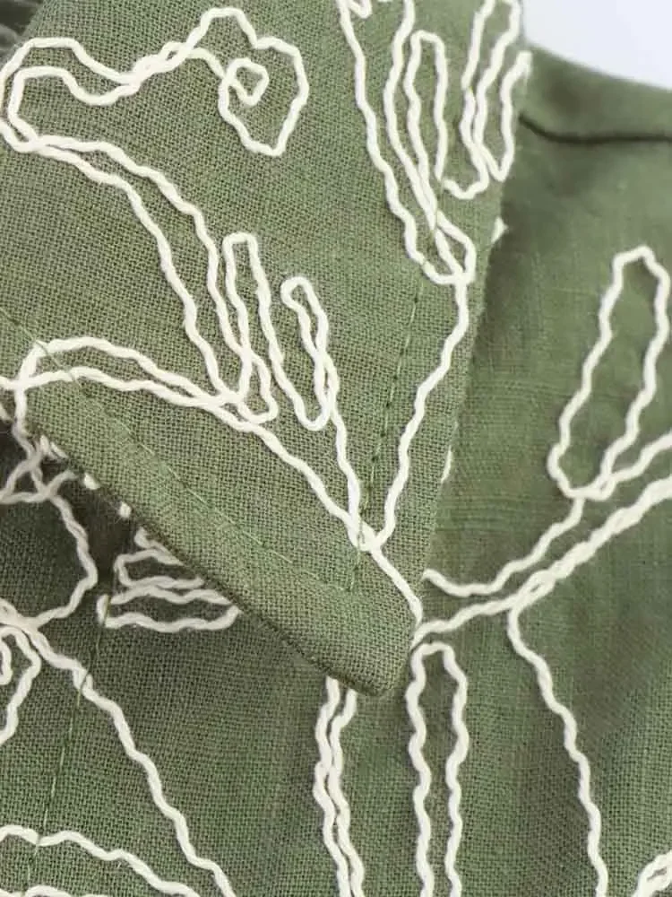 ยุโรปสไตล์ใหม่ผู้หญิงแฟชั่นอเนกประสงค์ลูกไม้นูน cuffs ปักเสื้อกางเกงสูท