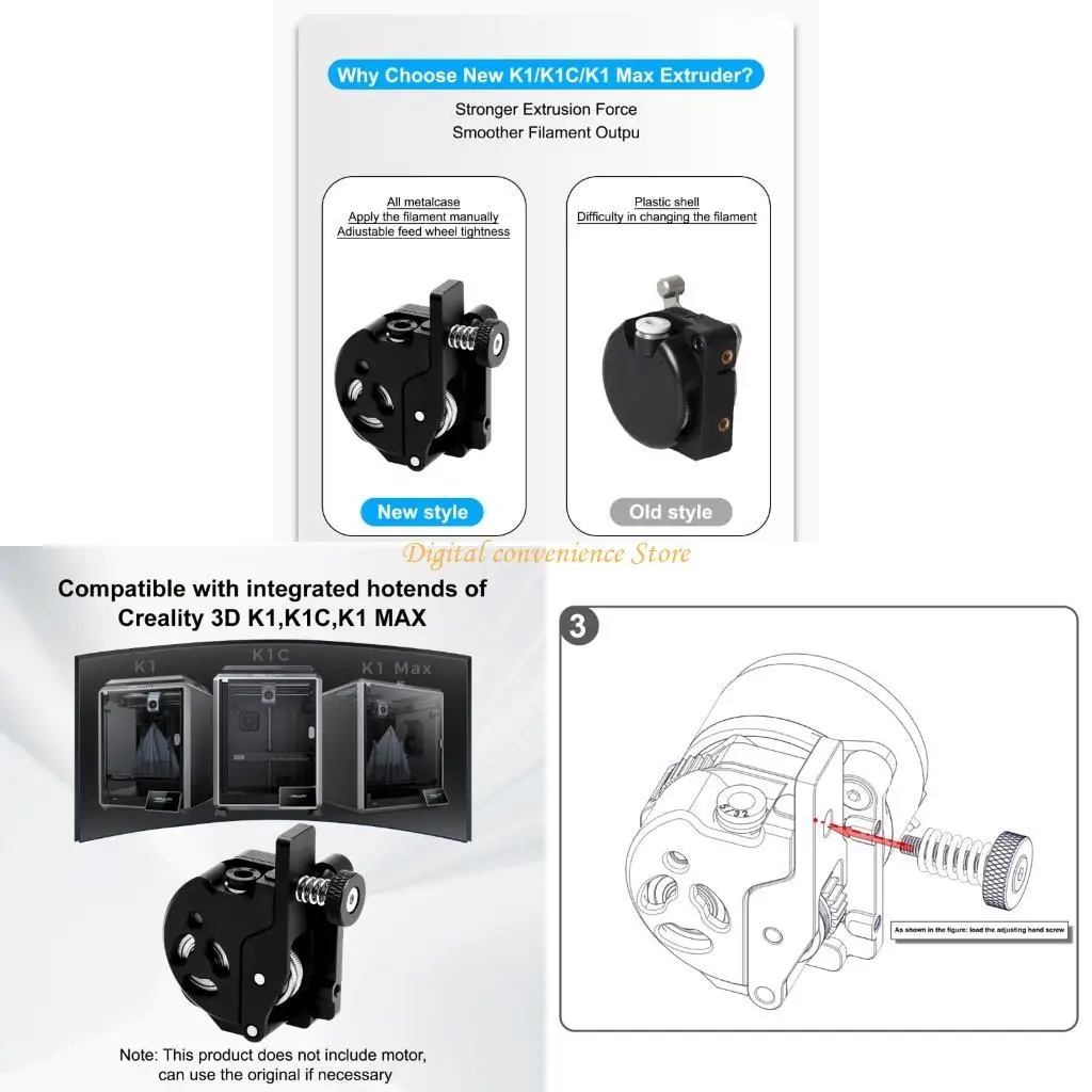 

97QA Advanced Double Gear Extrusion System For K1C Series 3D Printers Optimized For High Efficiency Printing