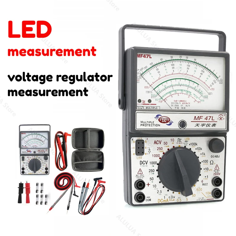 MF47L LED Test for Pointer Multimeters Buzzer External Magnetic Analog Meter 2500V Anti Burning Tester Multifunctional Tools