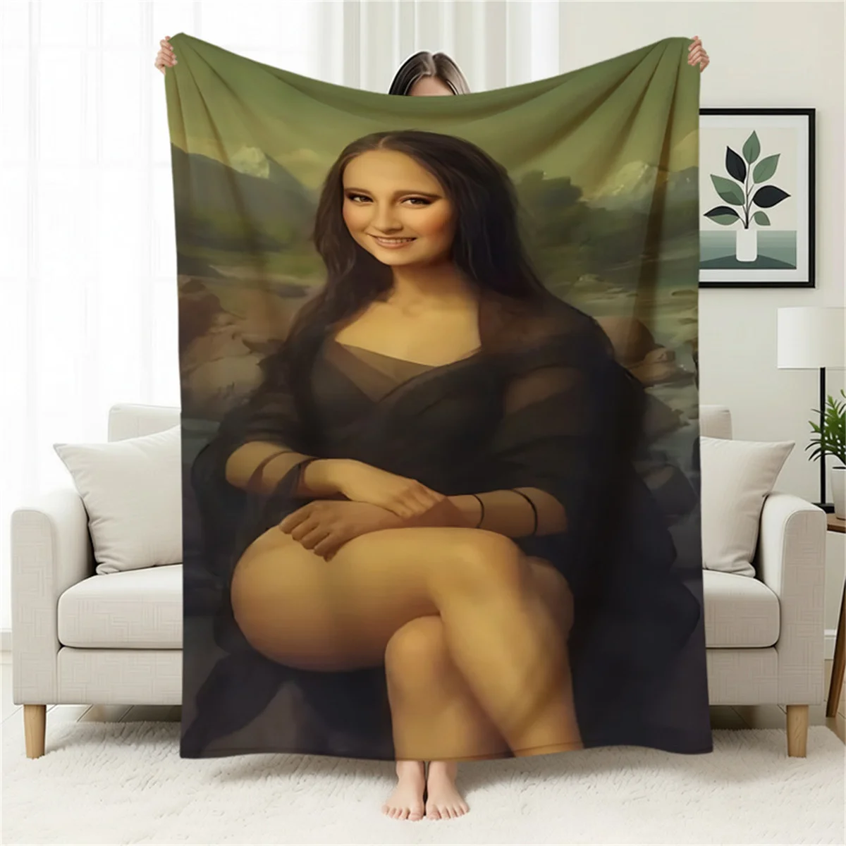 

Плед с изображением Моны Лизы в стиле граффити, декор в стиле городского уличного искусства для дивана, кровати, гостиной и современного интерьера дома