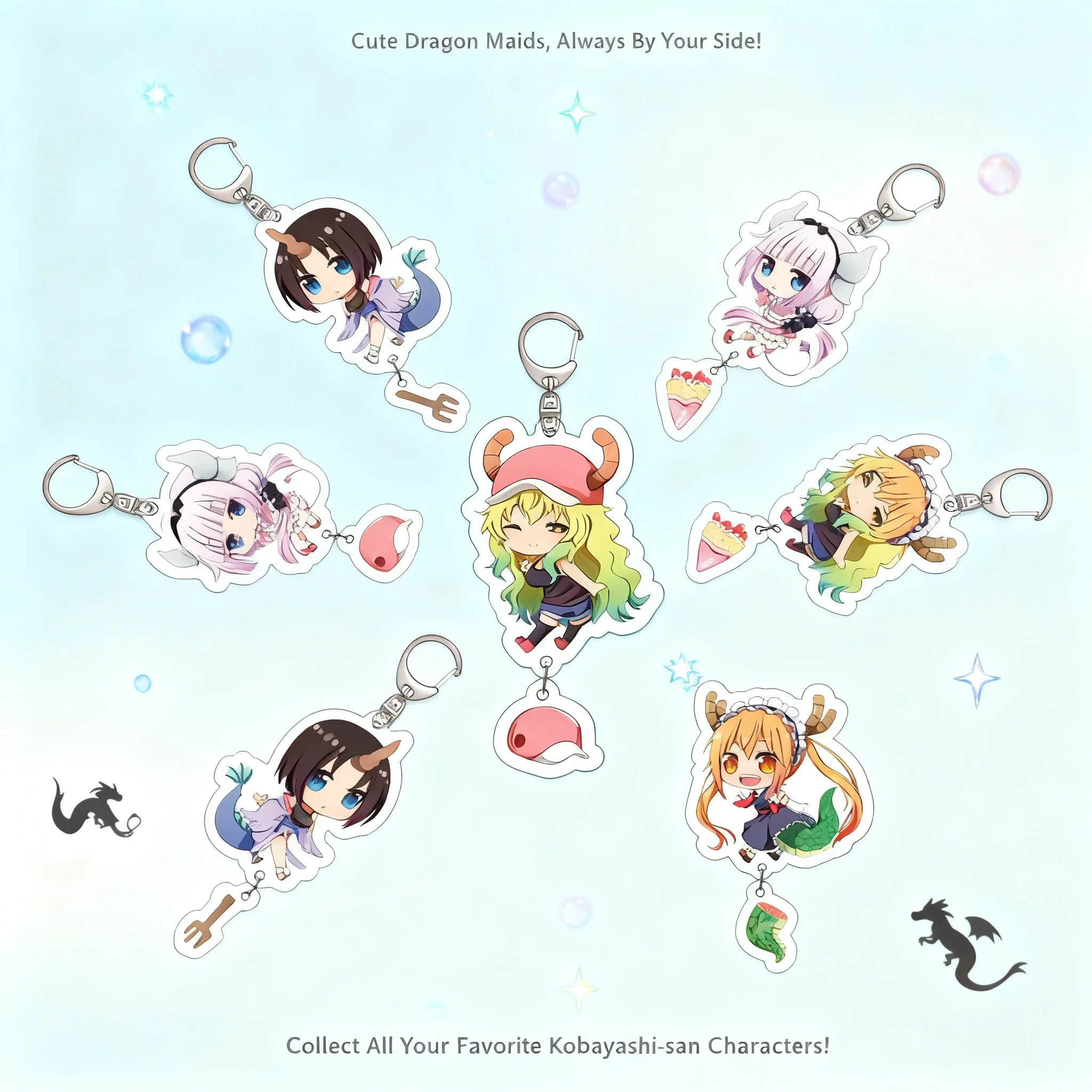 Llavero de acrílico de anime, Miss Kobayashi's Dragon Maid, adorno creativo escolar, colgante de regalo, accesorios, mercancía de anime linda
