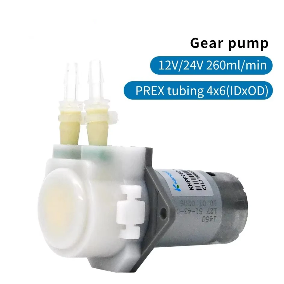 12V 24V 220ml/min  KHPP260 Micro Peristaltic Pump Gear Pump DC Motor Self-priming Pump PREX Silicone Tubing Dosing Pump