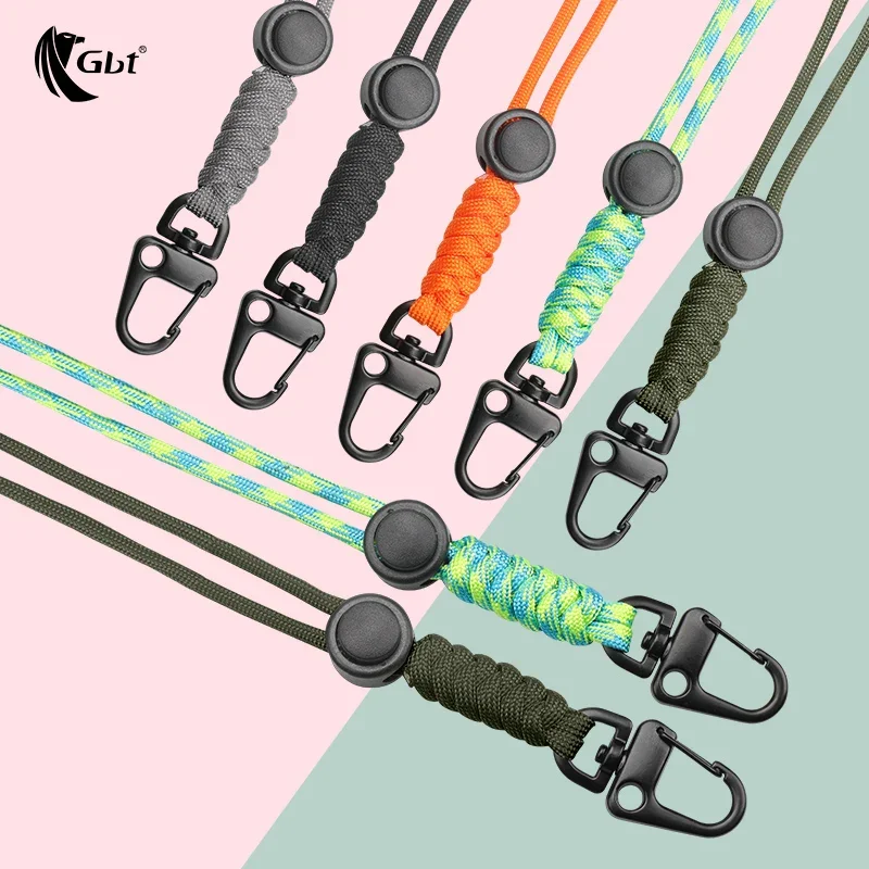 Hand woven outdoor travel adjustable hanging rope suitable for mobile phone ID hanging rope