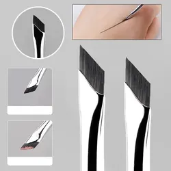 2PC Fine Angle Eyeliner Eyebrow Brush, Sickle Shape Ultra Thin Oblique Angle Silkworm Detail Eye Makeup Beauty Makeup Tool