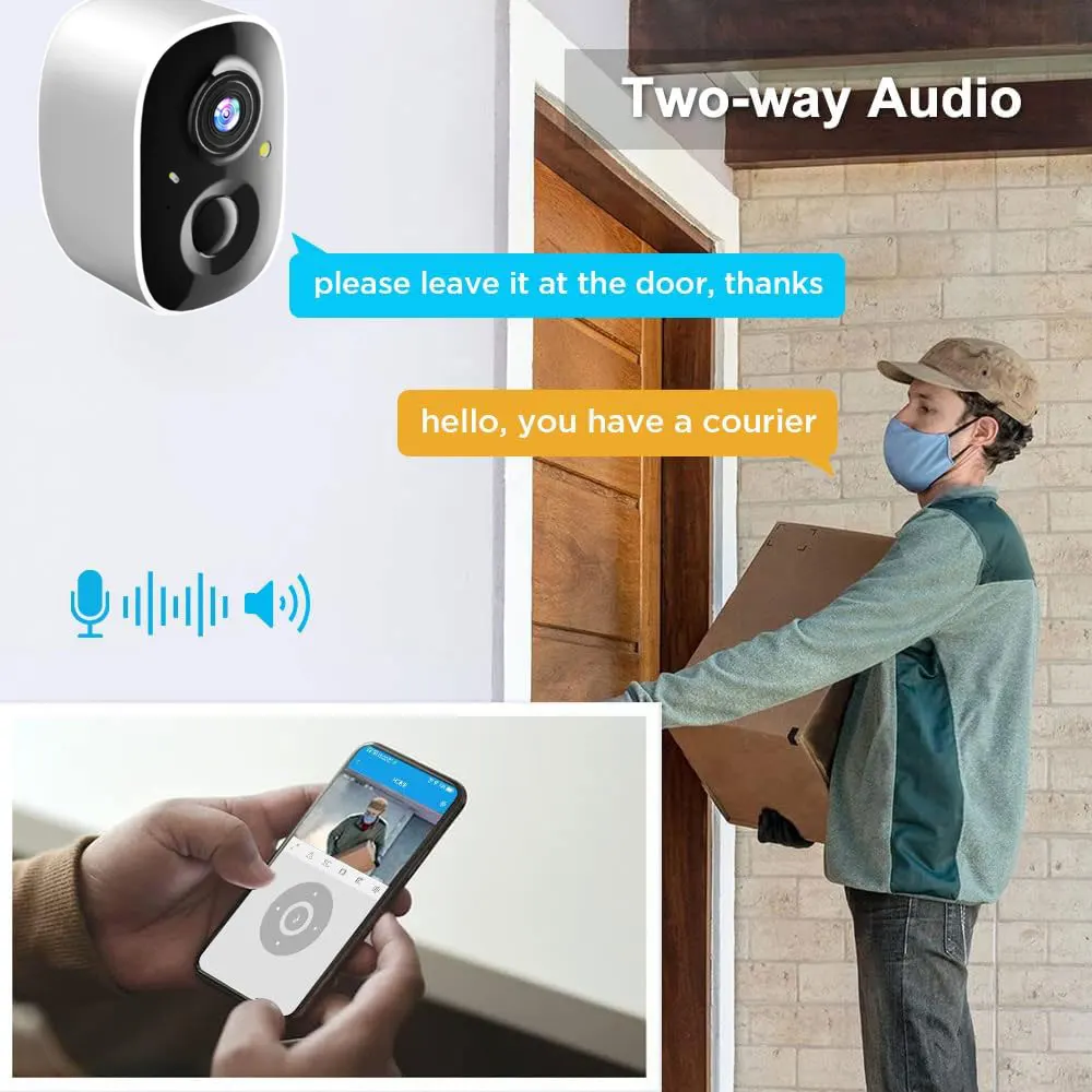 5MP WiFi Camera Outdoor built-in battery solar panel 2-way audio human detection security surveillance closed-circuit WiFi