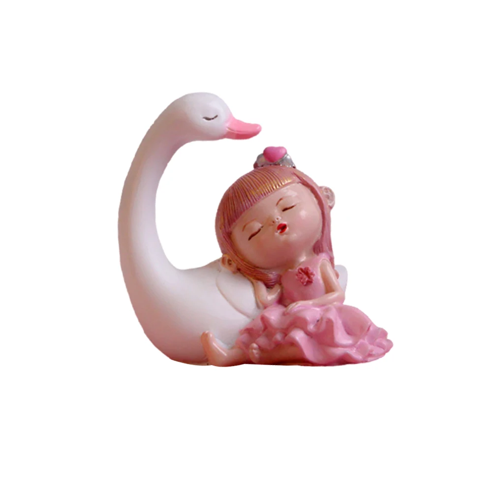 

Swan Girl Ornaments Resin Mini Decor Cartoon Animal Cake Baking Craft Moss Succulent Garden Microlandscape DIY Premium Material