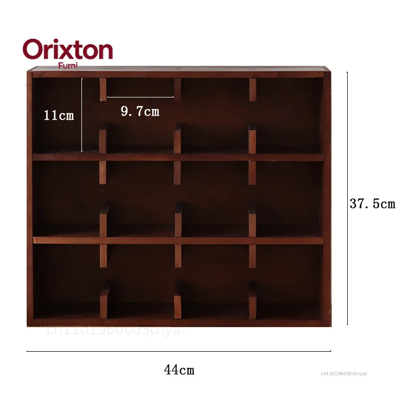 solid-wood-wall-mounted-cup-holder-multi-cubby-mug-storage-shelf-rustic-living-room-decorative-kitchen-grid-pattern-display