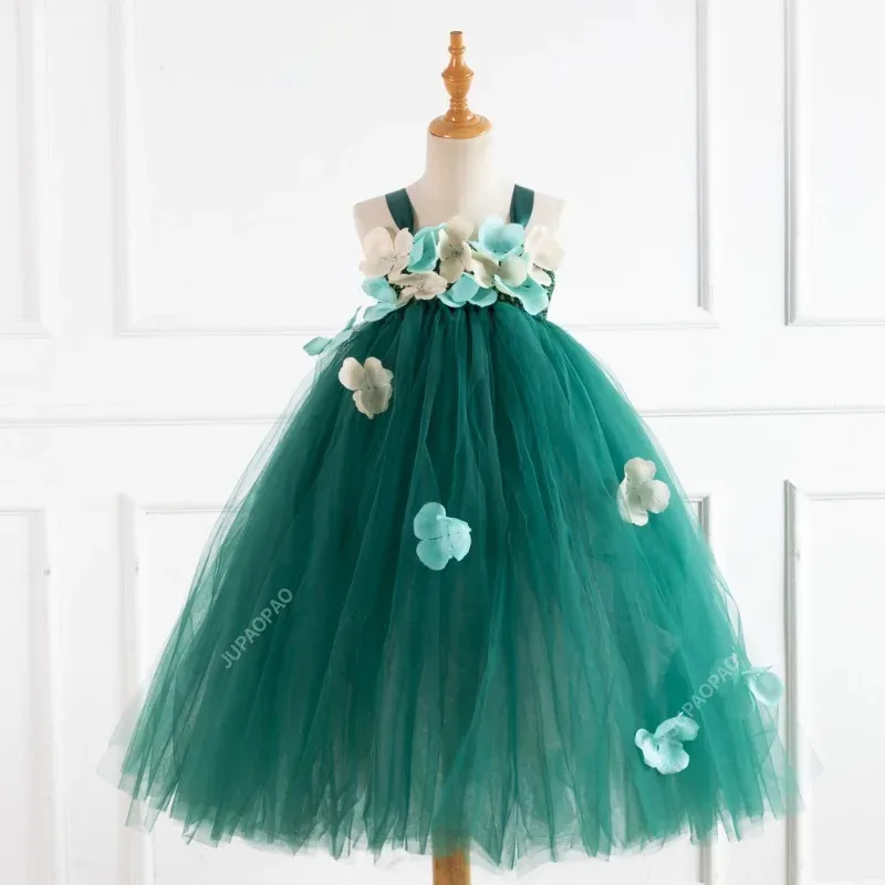 فستان توتو لفتاة الزهور لحفلات الزفاف، فساتين طويلة للفتيات، أزياء الأميرة الزهور للأطفال والبنات، هدايا عيد الميلاد