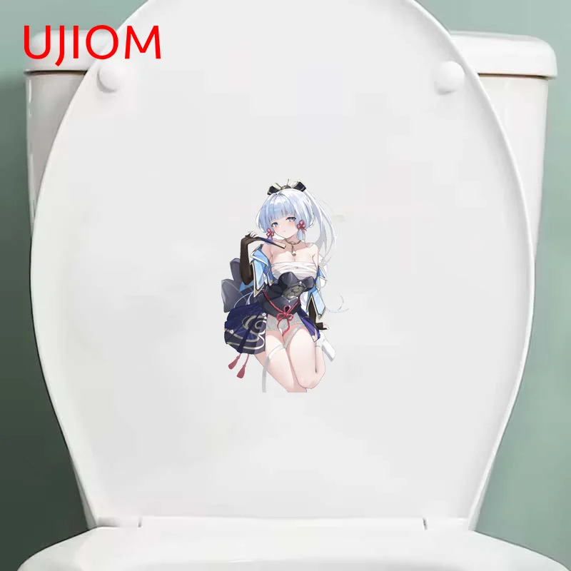 UJIOM Kamisato Ayaka Waifu Genshin Impact Wall Sticker Hot Selling Alluring Kneel Posture Decal Suitable For Cupboard Vestibulec