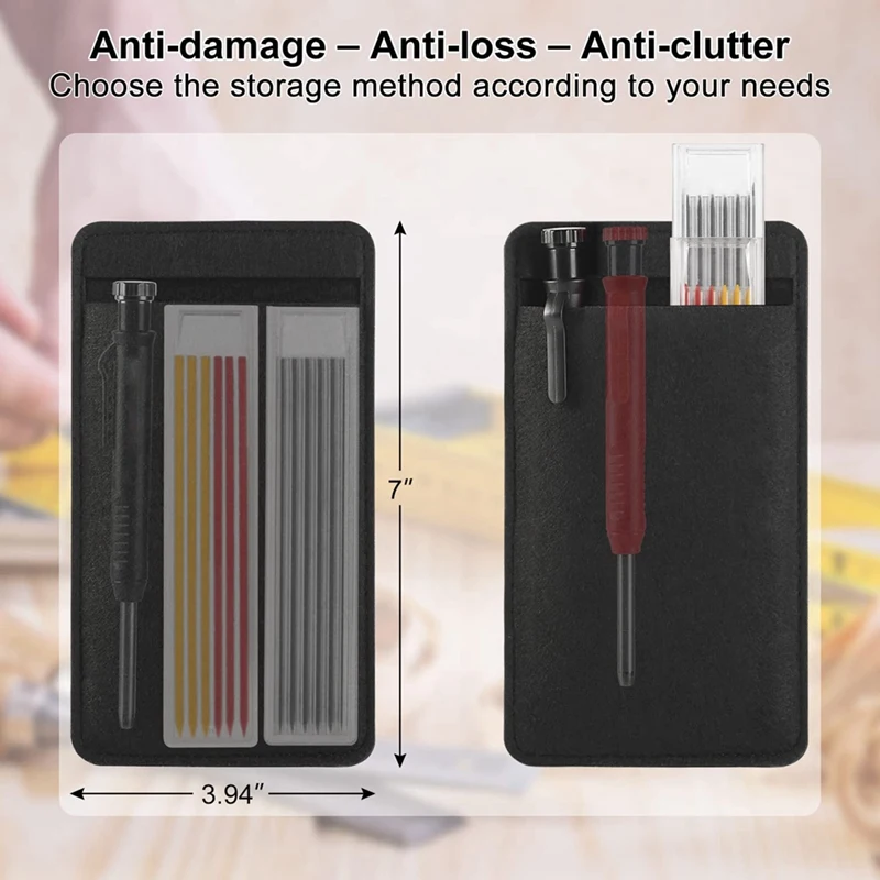 مجموعة قلم نجار صلب مع براية ومنظم لأعمال النجارة ، قلم رصاص ميكانيكي متين
