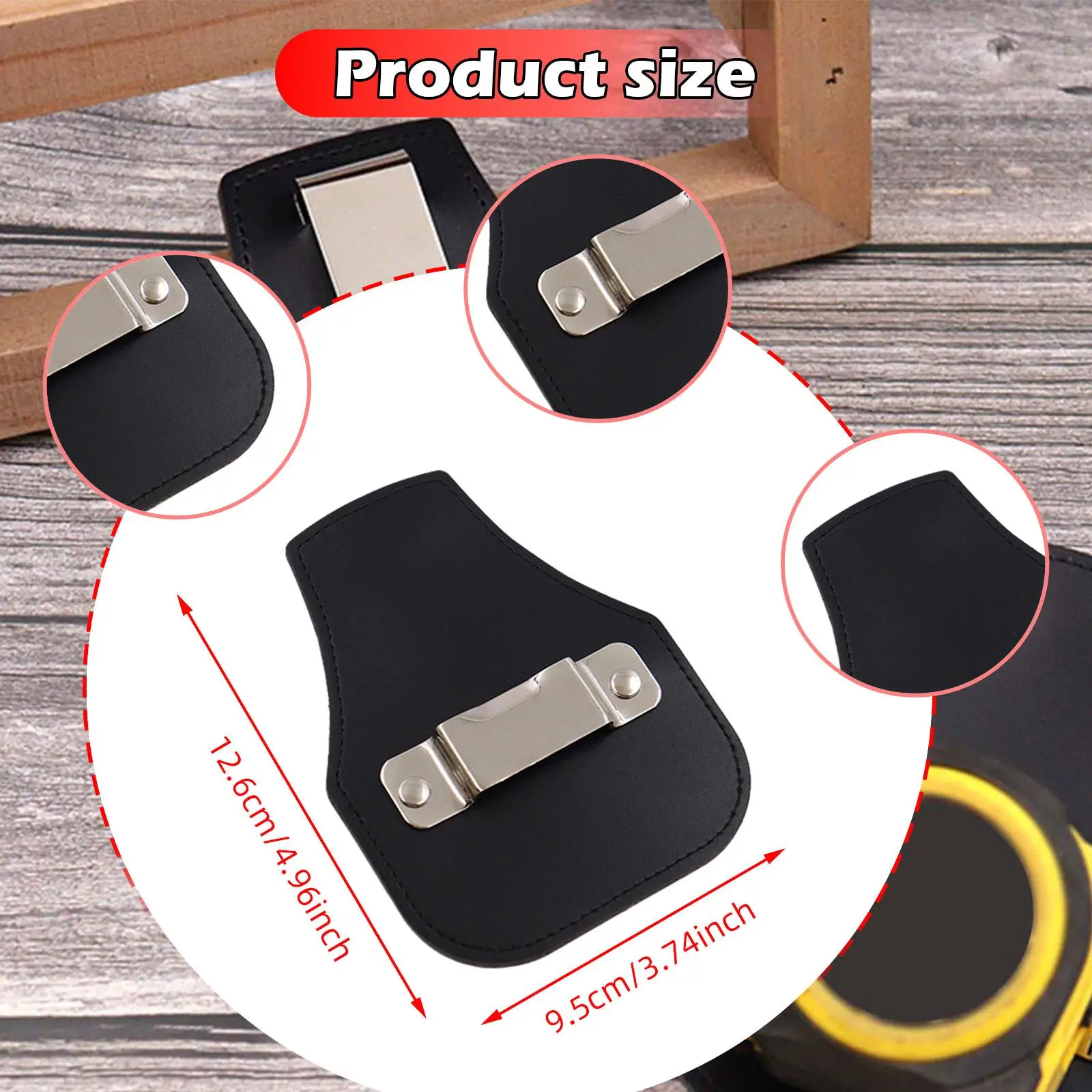 Soporte para cinta métrica, cuero PU, para cinturón, bolsa, herramienta hecha a mano, bolsa de herramientas con clip para cinturón para carpinteros y manuales